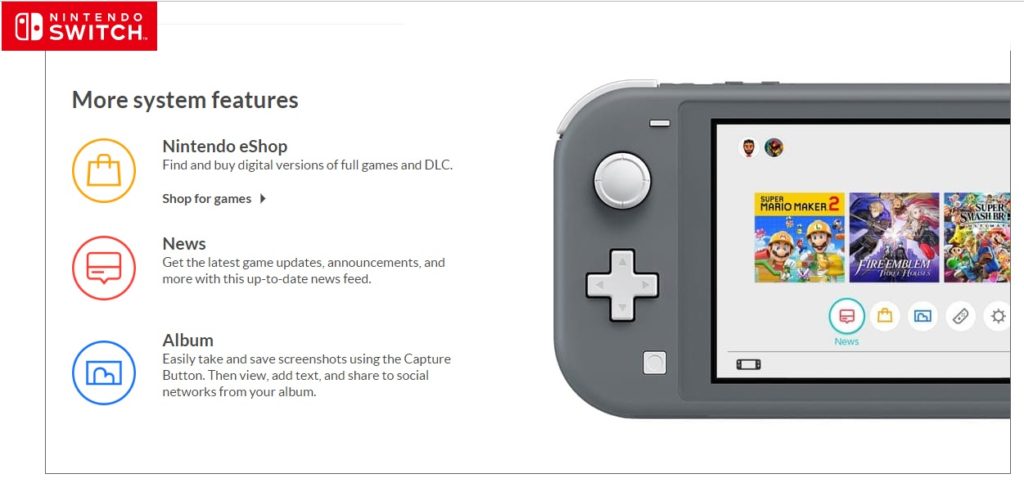 Switch Lite Additional System Features 