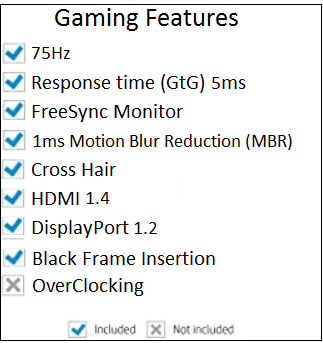 List of gaming features in the LG 34UM69G-B monitor
