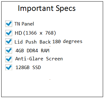 2019 Lenovo IdeaPad 15.6” (81H5002FUS) important specs form