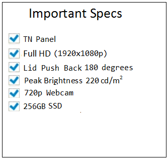 HP 15-dy1036nr important specs form
