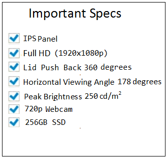 Lenovo Flex 5 14” important specs form