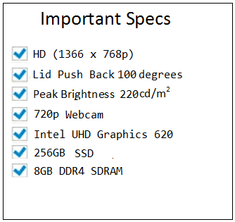 Dell Inspiron i3583 important specs form
